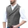 Men's Vest Herringbone Notched Lapel Slim Vest Business Single-breasted Punk Style New Vest Clothing Casual