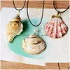 Colares Pingente Moda Verão Simples Natural Starfish Conch Seashell Pingente Colar Corda Cadeia Shell Colares Praia Jóias Para Dhoxn