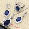 Conjunto Blue Sapphire 925 Silver Jewellry Define o colar de pulseira de joias finas de pedras finas de pedras finas