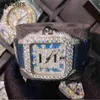 Diamants de luxe AP Watch Apf Factory Vvs Iced Out Moissanite Peut passer le test Luxury Diamonds Quartz Movement Iced Out Sapphire Stone Personnalisation Can the Mechan6JQ