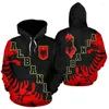 Hoodies masculinos est moda impressão 3d albânia armadura moletom com capuz para mulheres homens streetwear baggy na moda unisex topos de alta qualidade