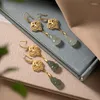 Boucles d'oreilles pendantes en Jade naturel Original pour femmes, artisanat en or ancien de haut niveau, classique Ruyi gourde, bijoux cadeau de mariage