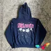 Spider Felpa con cappuccio da uomo Felpe con cappuccio Blu Navy Sp5der Atlanta Uomo Donna Rosa Young Thug Hip Hop 555555 Felpa Star Pullover PMP3