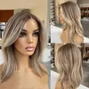 Ash Blonde Colored Lace Front Wigs for Women Wave Brazilian Simulation Human Hair Wig Preplucked HD Transparent Lace Frontal Wig