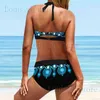 Women's Swimwear Bikinis Set 2022 New Women Vintage Print Bikini Two-piece Set Swimwear Bathing Suit Summer Beachwear High Waist Swimwear Loose Bath Suit T240222