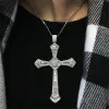 Подвески Vecalon Роскошный длинный большой крест кулон из стерлингового серебра 925 пробы 5A Cz Камень крест кулон ожерелье для женщин и мужчин вечерние свадебные украшения