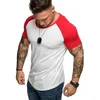 T-shirts pour hommes Hommes à manches courtes Splicing Shirt Raglan Slim T-shirt Hip Hop Streetwear Tee Tops d'été