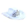 Baretten Shining Klatergoud Decors Cowgirls Hoed Voor Vrouwen Mannen Ademend Cowboy Met Veer Gebogen Rand Vilten Cap DXAA