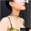 Pendentif Colliers Mode coréenne doux amour coeur collier ras du cou pour les femmes Sier couleur or déclaration colliers bijoux Vale Dhgarden Dha8Z