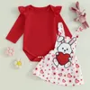 衣料品セットPudcoco Infantの女の赤ちゃんバレンタインデイ2PCS衣装長いスリーブロンパー