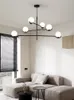 Nowoczesna szklana kula LED żyrandol czarny złoto do sypialni mieszkalne stół w jadalni lampa lampa lampa luminaire oświetlenie