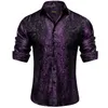 Lyxa Paisley -skjortor för män Silk Polyester Långärmad social klänning Skjorta Bröllopsfest Män Kläder Autumn Spring Blus 240125
