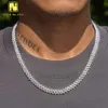 Collana di gioielli Hip Hop Sier con catena di diamanti all'ingrosso in fabbrica Micro pavimenta Vvs Moissanite Link cubano