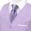 Gilets pour hommes Gilet en soie violet clair Slim Fit Solide Col V-Cravate Cravate Hanky Boutons de manchette Ensemble pour hommes Business Party Designer Cadeau Hi-Tie