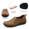 Hueneph Women's Conforting En cuir Mandis mignons et décontractés One Step Lightweight Walking Flat Work Work Chaussures