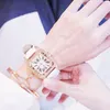 Women Diamond Watch Starry Luxury Armband Set Watches Ladies Casual Leather Band Quartz Wristwatch R1592