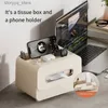 Tissue Boxes Napkins Tissue Box Household Living Room All-In-One Multi-Function Remote Control Sundry Compartment Organizer Can Do Cell Phone Holder Q240222