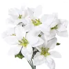 Decorative Flowers Artificial Poinsettia Shrubs 7 Heads Fabric Christmas White Silk Flower Fake Red Plants Festival Wedding Bouquet Home