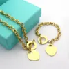 Conjunto de pulsera y collar de diseñador de moda de lujo, collar con colgante de amor, conjunto de joyería de diseñador, collar para mujer, pulsera para mujer, tres colores