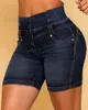 Dames shorts klassieke stretchy gewassen shorts jeans 2023 vrouwen vaste high wasit multi -breastedcasual ritssluiting pocket pocket denim shorts t240222