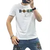 Camiseta para hombre, novedad de verano, estampado de manga corta, cuello redondo a la moda, parte superior de moda, camisa inferior de algodón de seda, camisetas ajustadas para hombre, ropa