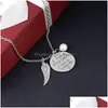 Pendant Necklaces Fashion Write A Piece Of My Heart Lives In Heaven Round Necklace For Women Remembrance Word Imitation Pearl Angel Wi Dhhfa