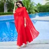 Casual Dresses 2024 Women Dress Summer Fashion Off Shoulder Chiffon Beach Pink Red Blue White Elegant Long Vestido De Mujer