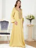 Ethnische Kleidung Eid Ramadan Muslimische Frauen Kleid Perlen Dubai Marokko Party Kleider Arabische Kaftan Vestidos V-Ausschnitt Elegante Maxi Gebet Abayas