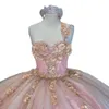 Suknia do piłki na ramię quinceanera sukienki vestidos de 15 anos moda handlumade flower formalne suknie imprezowe księżniczki