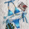 Swimwear femminile 2022 Nuovo sexy cinghia cinghia stampato femminile da donna diviso costume da bagno in cristallo di lusso in bikini costume da bagno t240222