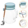 Storage Bottles Portable Glass Yogurt Cup Breakfast Container Overnight Oats Anti-leak Porridge Mason Jar