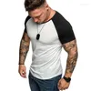 T-shirts pour hommes Hommes à manches courtes Splicing Shirt Raglan Slim T-shirt Hip Hop Streetwear Tee Tops d'été