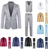 Men's Tracksuits Suit Solid Color Fashion Casual Dress Up Mens Vest Pants Set Lost Bathing Men 3 Piece Tuxedo Suits For