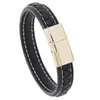 Schakelarmbanden Mode Zwart gevlochten leer Vintage geweven charme Magnetische knop Retro polsbandjes Bangle Wrap Punk Casual