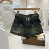 Shorts pour femmes Bleu Denim Cargo Mode Streetwear Y2k Casual Harajuku Coréen Vintage Taille Haute Jeans 2000s Vêtements 2024