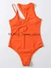 Maillots de bain pour femmes Sexy Neon Orange Femmes Noir Col Haut Bikini Femme Découpé Maillot De Bain Une Pièce Maillot De Bain Natation MonokiniH24222