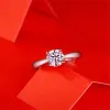 Ringen KOJ 1 karaat Moissanite vier klauwen diamanten trouwringen voor vrouwen Echt 925 sterling zilver Verstelbare verlovingstrouwsieraden