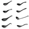 Soup Spoon Black Matte Ladle Spoon Plastic Japanese Style Melamine Tableware Anti-Fall Tortoise Shell Shaped268h