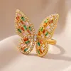 Eheringe Edelstahl Luxus Schmetterling für Frauen Zirkon Stein vergoldet Ring Jewerly Drop