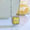 Pendants Shop 2024 Yellow Diamond 8 Fat Square Electric Divided Gold Necklace Deluxe Micro Set Pendant