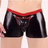 Onderbroek Mannen Sexy Homo Ondergoed Open Kruis Lederen Boxershorts Clubwear Erotische Crotchless Boxershorts Lingerie Gesp Onderbroek