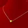 Pendants HOYON Real 18K Gold Color Necklace Women's Heart Pendant Matte Clavicle Chain Neck Collares For Girlfriend Fashion Birthday Gift