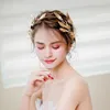 Hair Clips Baroque Bride Gold Color Leaf Crown Crystal Wedding Tiara Women Accessories Hairbands Head Ornaments