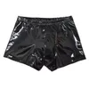 Underpants Male Underwear Mid-rise Elastic Waistband Men Panties U Convex Thin Stretchy Sexy Faux Leather Shorts Briefs Daily Wear