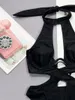 Kvinnors badkläder sexig svart underwire en bit baddräkt 2024 halter korsar ihåliga ut rembikinis kvinnor snör upp backless badd