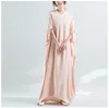 Party Dresses White Dress Women Summer Kaften Korean Löst stor storlek V-Neck Bat Sleeve Solid Long Beach Style Cotton Robe