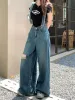 Salopette en jean rétro pour femmes, Baggy à trous, Style japonais, tenue solide, pantalon à bretelles, Harajuku, loisirs polyvalent au quotidien