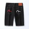 Дизайнерские мужские джинсы M-образная вышивка, прямая трубка, широкие брюки, короткие уличные повседневные джинсы EV с длинными краями, мужская уличная одежда в стиле хип-хоп