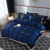 Sisher Luksusowy zestaw pościeli 4PCS Płaska arkusz łóżka
