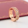 Classic Wide Edition Three Row Diamond Ring Rose Gold and Silver Wedding Rings Couple Titanium Steel Non Fading Jewelry Optional Size 6-9